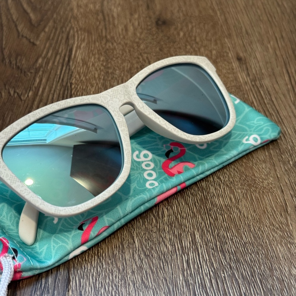 White Sunglasses with Blue Lenses